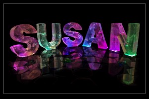 Name in 3D coloured lights