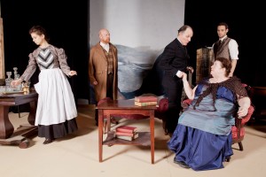 Ghosts 1002 - Off The Wall Productions - Feb. 2015 - left to right - Sarah Silk, Weston Blakesley - Ken Bolden - Virginia Wall Gruenert, Shaun Hall