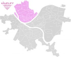 Pittsburgh map - Northside highlighted in pink