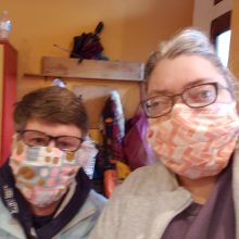 Sue and Laura in Face Masks
