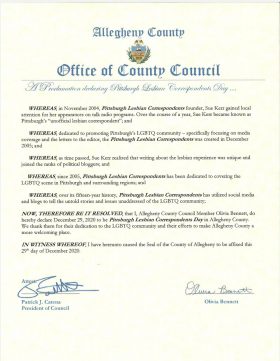 Allegheny County Council Proclamation