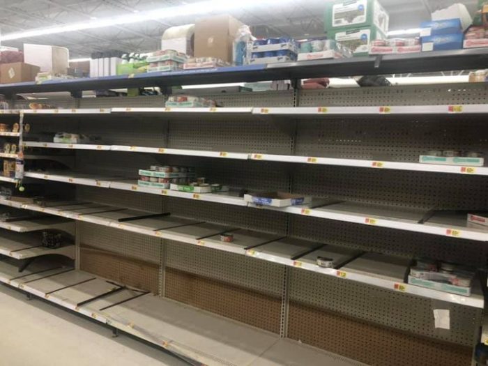 Empty Cat Food Shelves