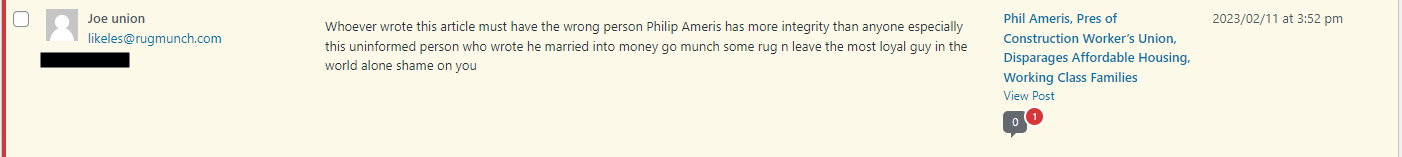 Union defends Phil Ameris