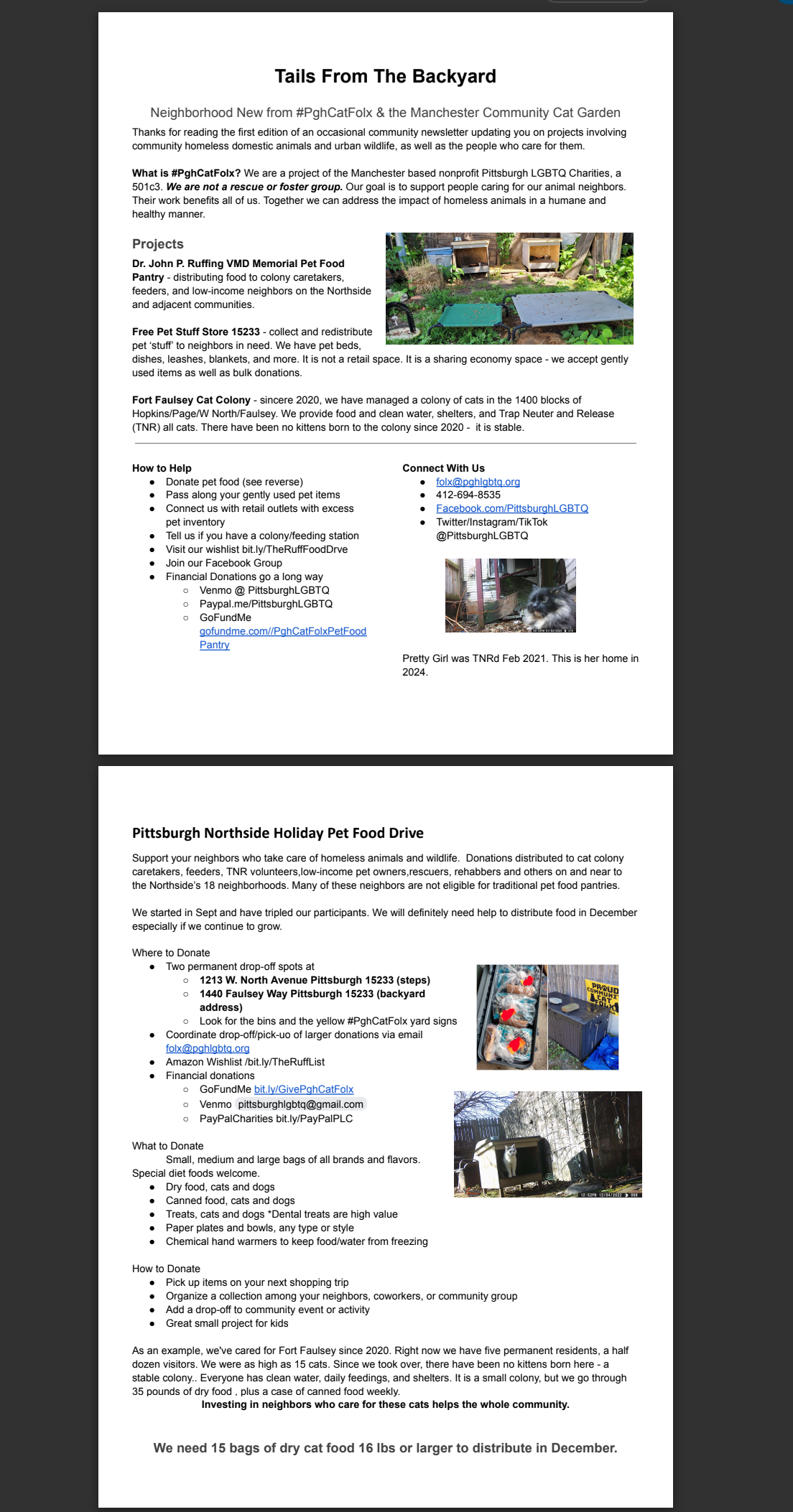 pet food pantry newsletter